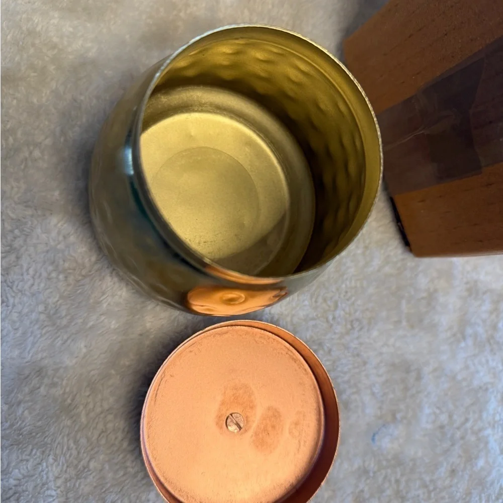 Copper Hammered Metal Jar with Flower top Box/Container/Chocolate/ Dry fruit Box